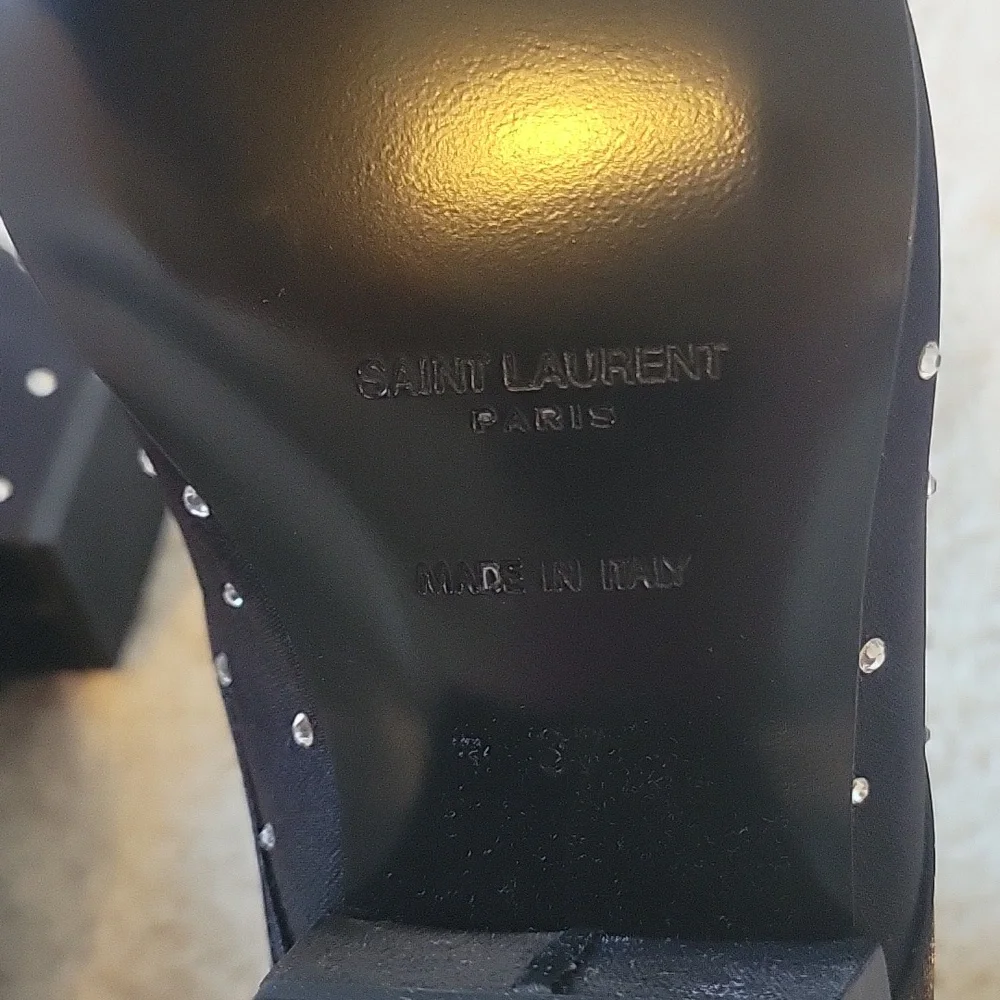 🛑SAINT LAURENT Raso Iridiscent Nero Boots - Picture 6 of 10